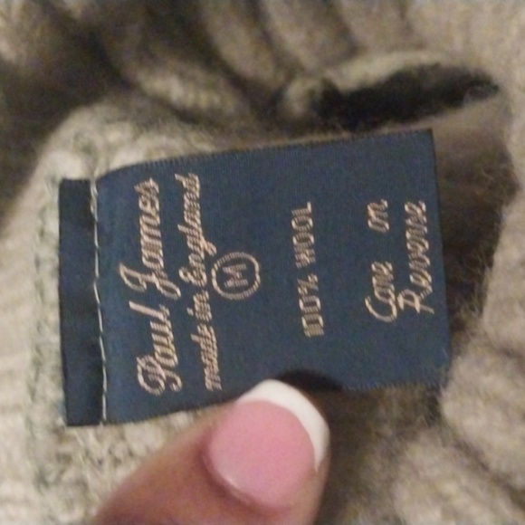 Paul James 100% Wool Cropped Fisherman’s Knit Turtleneck Sweater Size M - Picture 7 of 8